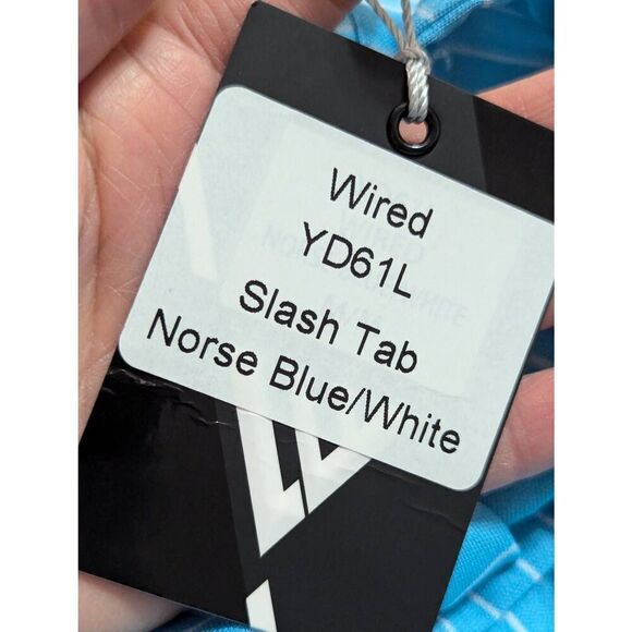 Levelwear Men's Blue Wavy Striped Short-Sleeve Pointed Collar Golf Shirt Size M - Picture 6 of 8